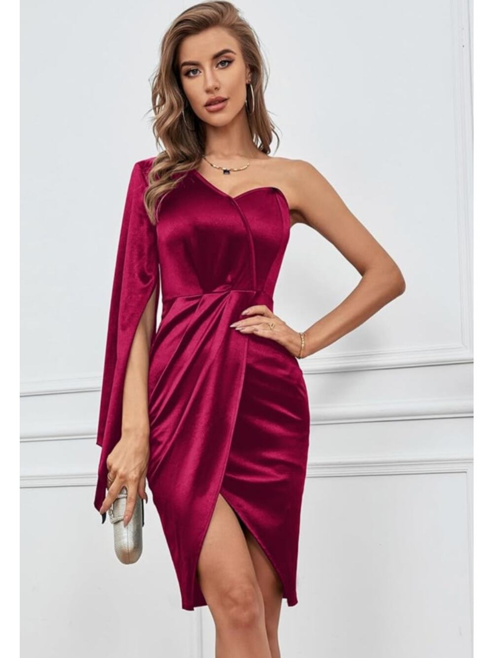 MSRP $60 NWT SOUQFONE ONE SHOULDER WINE RED COCKTAIL DRESS ♡SIZE XL♡